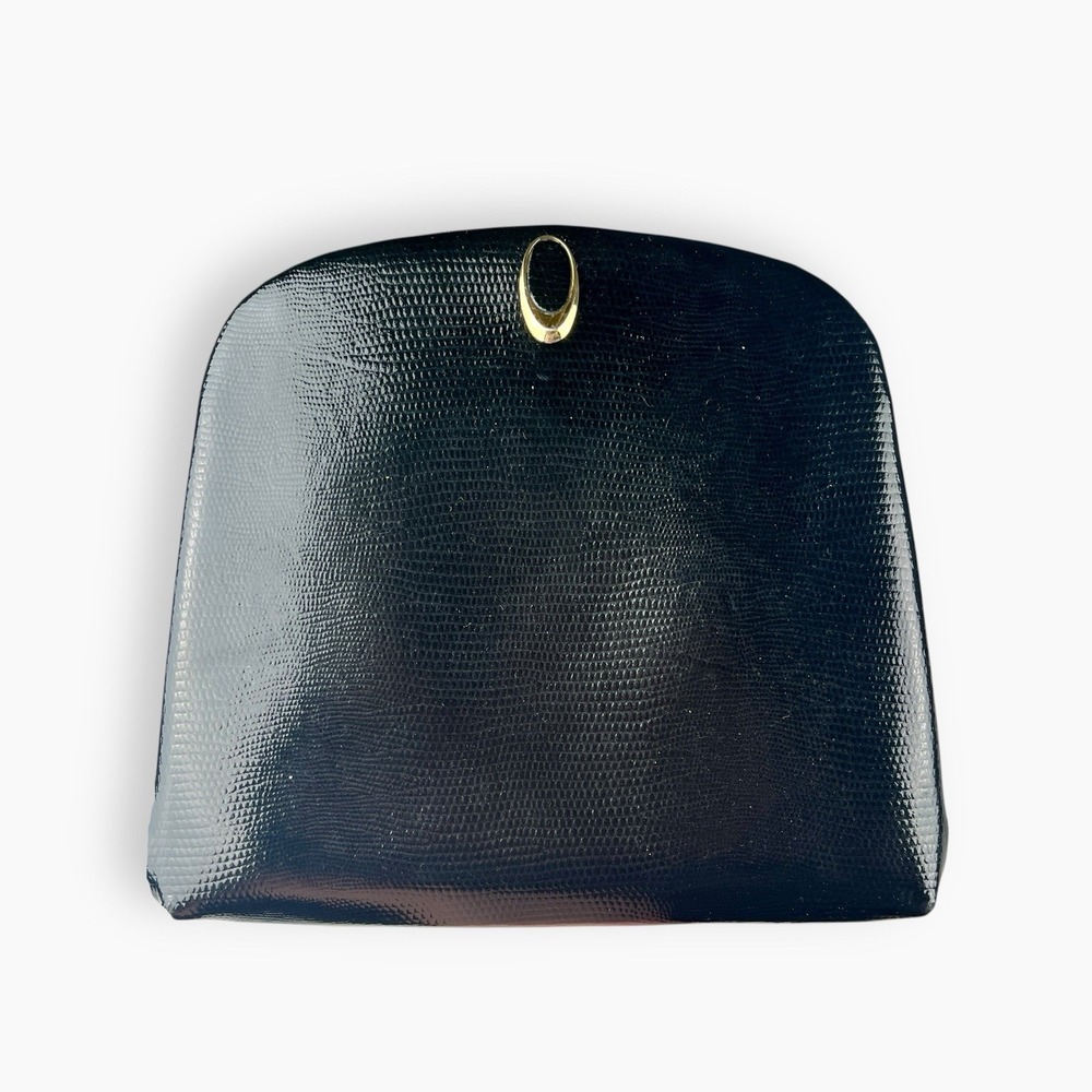 Oroton Black Leather Mini Gold Frame Shoulder Crossbody Bag Purse Clutch
